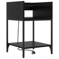 vidaXL Bedside Cabinet with Shelf with Storage Black oak Engineered wood
