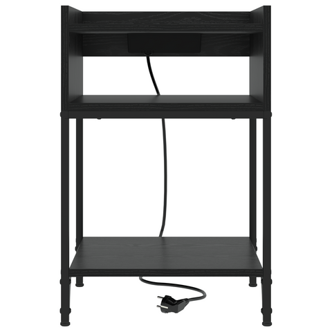 vidaXL Bedside Cabinet with Shelf with Storage Black oak Engineered wood