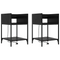 vidaXL Bedside Cabinets with Shelf with Storage 2 pcs Black oak Engineered wood