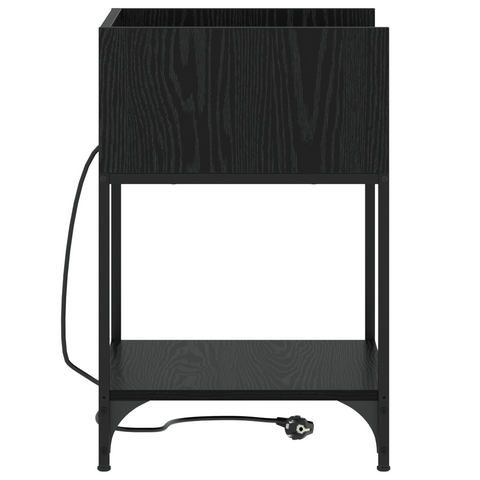 vidaXL Bedside Cabinets with Shelf with Storage 2 pcs Black oak Engineered wood
