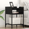 vidaXL Bedside Cabinets with Shelf with Storage 2 pcs Black oak Engineered wood