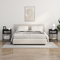vidaXL Bedside Cabinets with Shelf with Storage 2 pcs Black oak Engineered wood