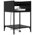 vidaXL Bedside Cabinets with Shelf with Storage 2 pcs Black oak Engineered wood