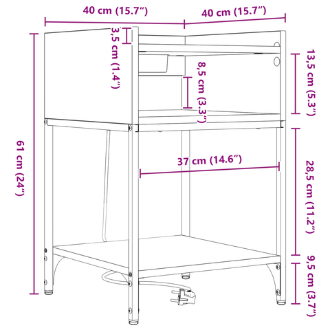 vidaXL Bedside Cabinet with Shelf with Storage Sonoma oak Engineered wood