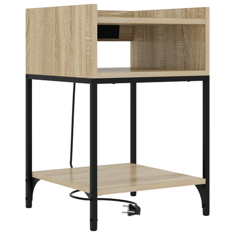 vidaXL Bedside Cabinets with Shelf with Storage 2 pcs Sonoma oak Engineered wood