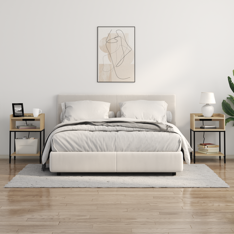 vidaXL Bedside Cabinets with Shelf with Storage 2 pcs Sonoma oak Engineered wood