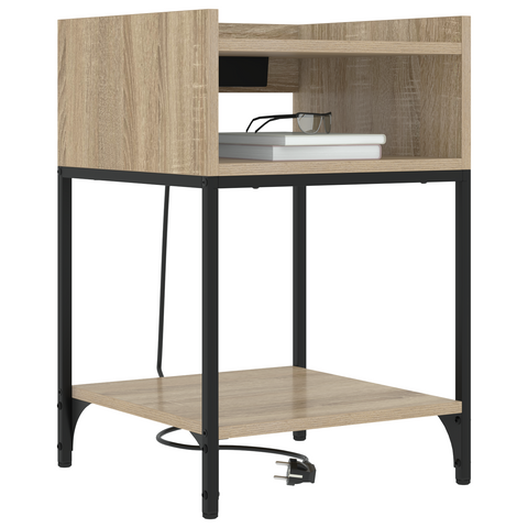 vidaXL Bedside Cabinets with Shelf with Storage 2 pcs Sonoma oak Engineered wood