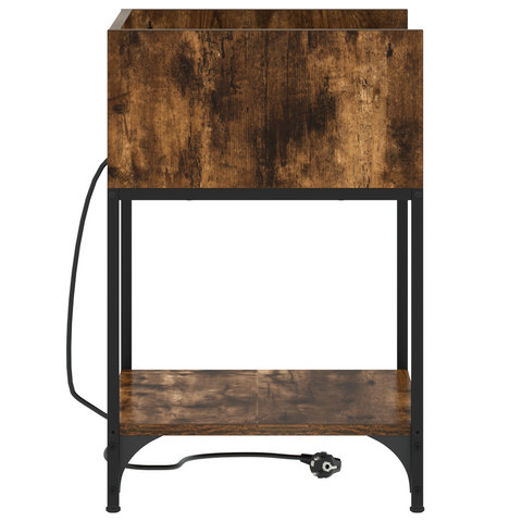 vidaXL Bedside Cabinet with Shelf with Storage Smoked oak Engineered wood