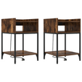 vidaXL Bedside Cabinets with Shelf with Storage 2 pcs Smoked oak Engineered wood
