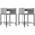 vidaXL Bedside Cabinets with Shelf with Storage 2 pcs Grey sonoma Engineered wood
