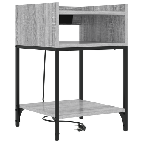 vidaXL Bedside Cabinets with Shelf with Storage 2 pcs Grey sonoma Engineered wood