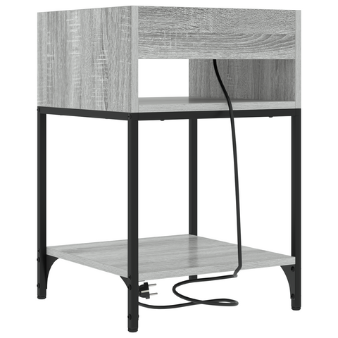 vidaXL Bedside Cabinets with Shelf with Storage 2 pcs Grey sonoma Engineered wood