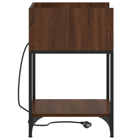 vidaXL Bedside Cabinet with Shelf with Storage Brown oak Engineered wood