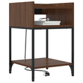 vidaXL Bedside Cabinet with Shelf with Storage Brown oak Engineered wood