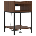 vidaXL Bedside Cabinets with Shelf with Storage 2 pcs Brown oak Engineered wood