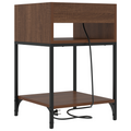 vidaXL Bedside Cabinets with Shelf with Storage 2 pcs Brown oak Engineered wood