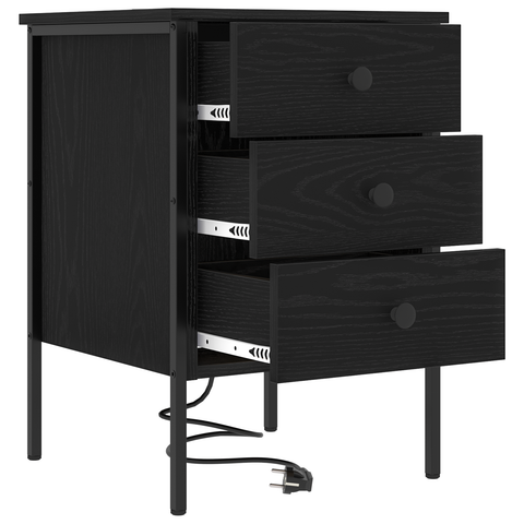 vidaXL Bedside Cabinets with Drawer 2 pcs Black oak 42 x 41 x 61 cm
