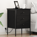 vidaXL Bedside Cabinets with Drawer 2 pcs Black oak 42 x 41 x 61 cm