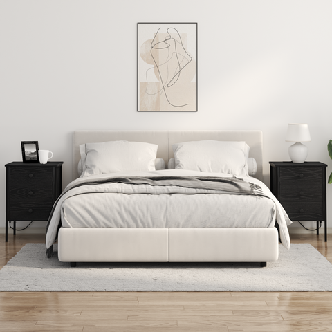vidaXL Bedside Cabinets with Drawer 2 pcs Black oak 42 x 41 x 61 cm