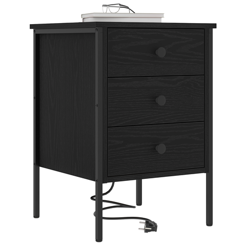vidaXL Bedside Cabinets with Drawer 2 pcs Black oak 42 x 41 x 61 cm