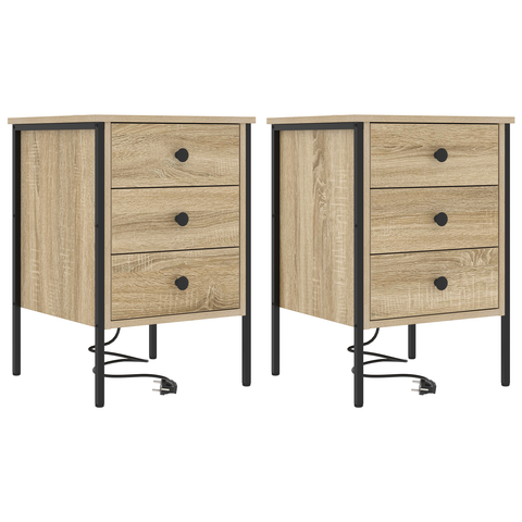 vidaXL Bedside Cabinets with Drawer 2 pcs Sonoma oak 42 x 41 x 61 cm