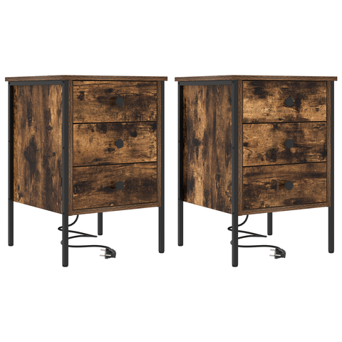 vidaXL Bedside Cabinets with Drawer 2 pcs Smoked oak 42 x 41 x 61 cm