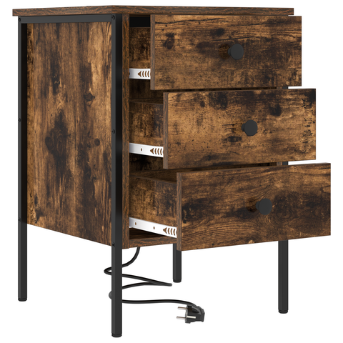 vidaXL Bedside Cabinets with Drawer 2 pcs Smoked oak 42 x 41 x 61 cm
