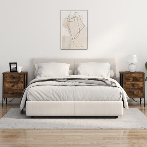 vidaXL Bedside Cabinets with Drawer 2 pcs Smoked oak 42 x 41 x 61 cm