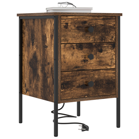 vidaXL Bedside Cabinets with Drawer 2 pcs Smoked oak 42 x 41 x 61 cm