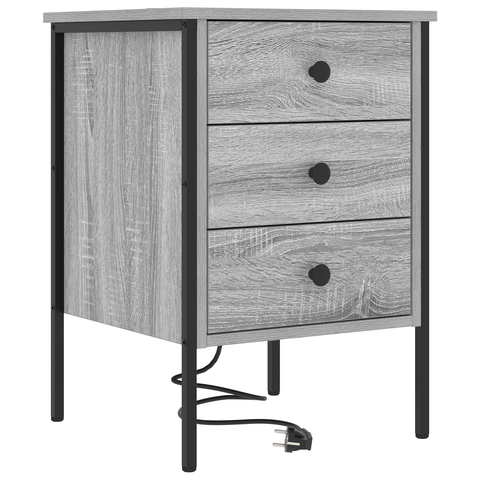 vidaXL Bedside Cabinets with Drawer 2 pcs Grey sonoma 42 x 41 x 61 cm