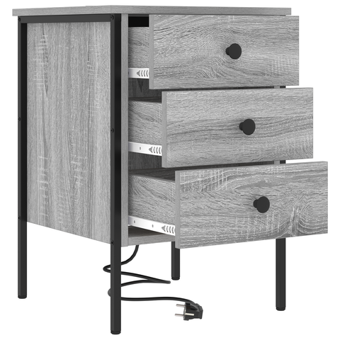 vidaXL Bedside Cabinets with Drawer 2 pcs Grey sonoma 42 x 41 x 61 cm