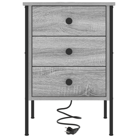 vidaXL Bedside Cabinets with Drawer 2 pcs Grey sonoma 42 x 41 x 61 cm