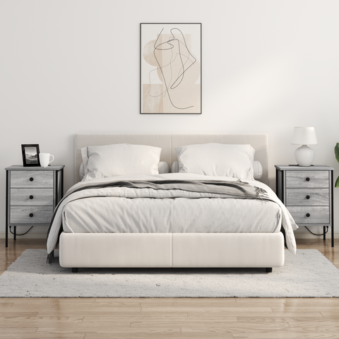 vidaXL Bedside Cabinets with Drawer 2 pcs Grey sonoma 42 x 41 x 61 cm