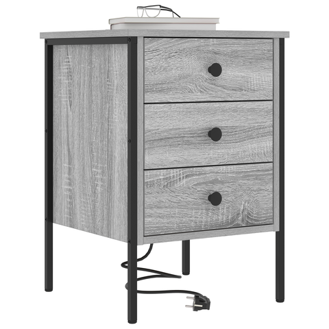vidaXL Bedside Cabinets with Drawer 2 pcs Grey sonoma 42 x 41 x 61 cm