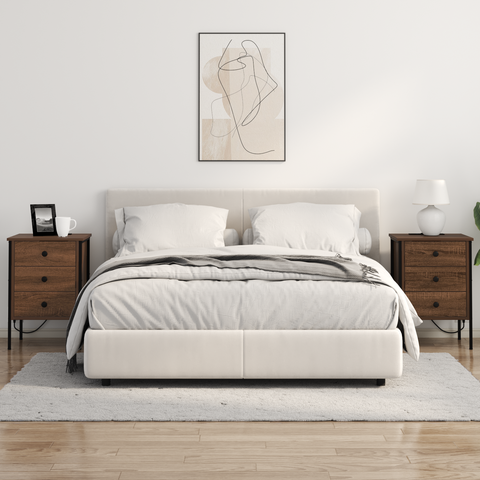 vidaXL Bedside Cabinets with Drawer 2 pcs Brown oak 42 x 41 x 61 cm