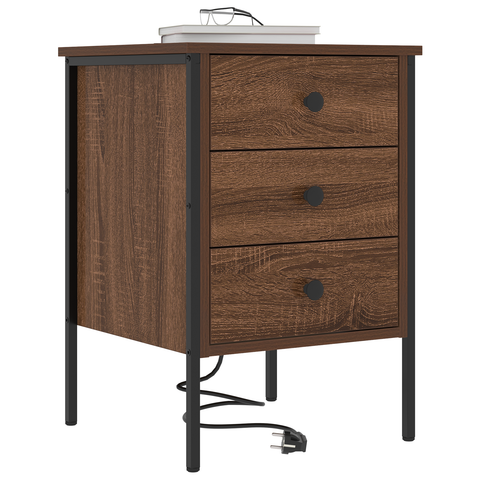 vidaXL Bedside Cabinets with Drawer 2 pcs Brown oak 42 x 41 x 61 cm