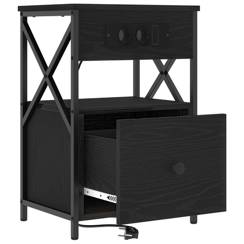 vidaXL Bedside Cabinets with Drawer 2 pcs Black oak 40 x 31 x 60 cm