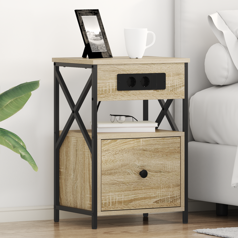vidaXL Bedside Cabinets with Drawer 2 pcs Sonoma oak 40 x 31 x 60 cm