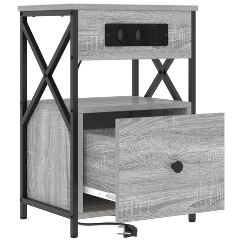 vidaXL Bedside Cabinets with Drawer 2 pcs Grey sonoma 40 x 31 x 60 cm