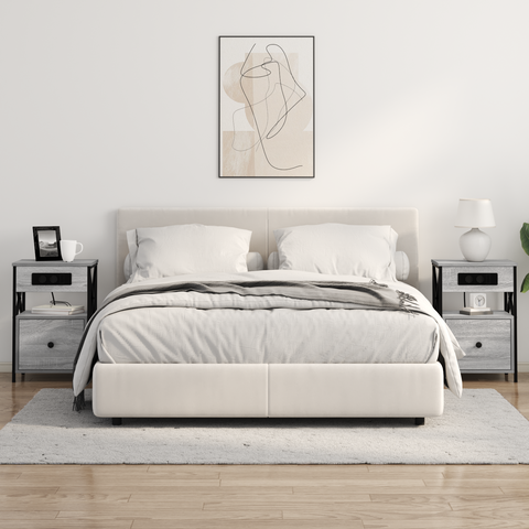 vidaXL Bedside Cabinets with Drawer 2 pcs Grey sonoma 40 x 31 x 60 cm
