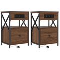 vidaXL Bedside Cabinets with Drawer 2 pcs Brown oak 40 x 31 x 60 cm
