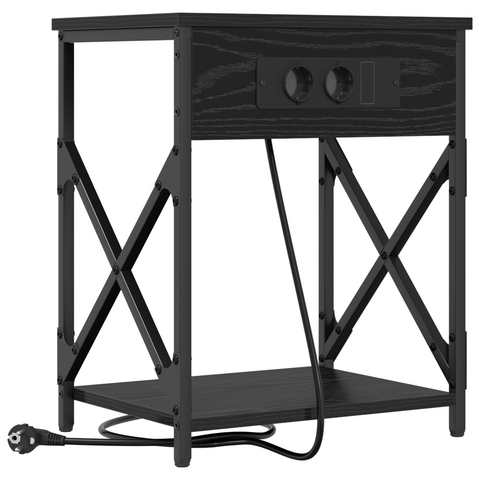 vidaXL Bedside Cabinet Black oak Engineered wood