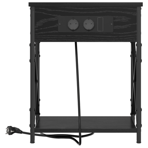 vidaXL Bedside Cabinet Black oak Engineered wood
