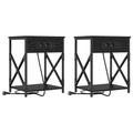vidaXL Bedside Cabinet 2 pcs Black oak Engineered wood