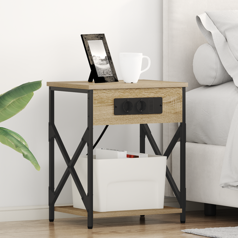 vidaXL Bedside Cabinet Sonoma oak Engineered wood