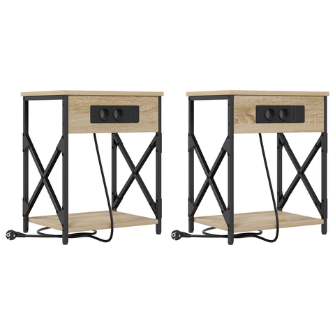 vidaXL Bedside Cabinet 2 pcs Sonoma oak Engineered wood