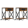 vidaXL Bedside Cabinet 2 pcs Smoked oak Engineered wood