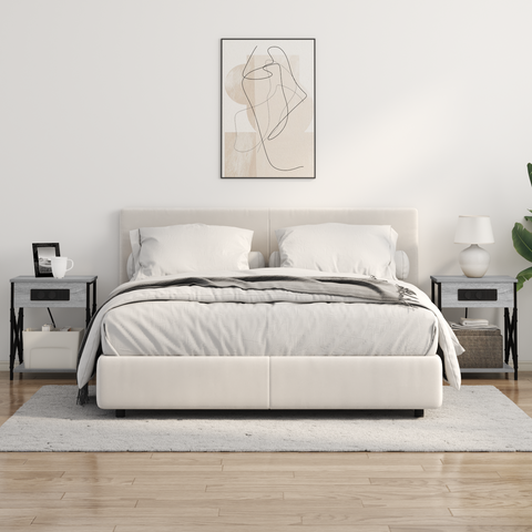vidaXL Bedside Cabinet Grey sonoma Engineered wood