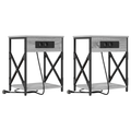 vidaXL Bedside Cabinet 2 pcs Grey sonoma Engineered wood