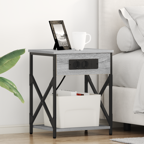 vidaXL Bedside Cabinet 2 pcs Grey sonoma Engineered wood